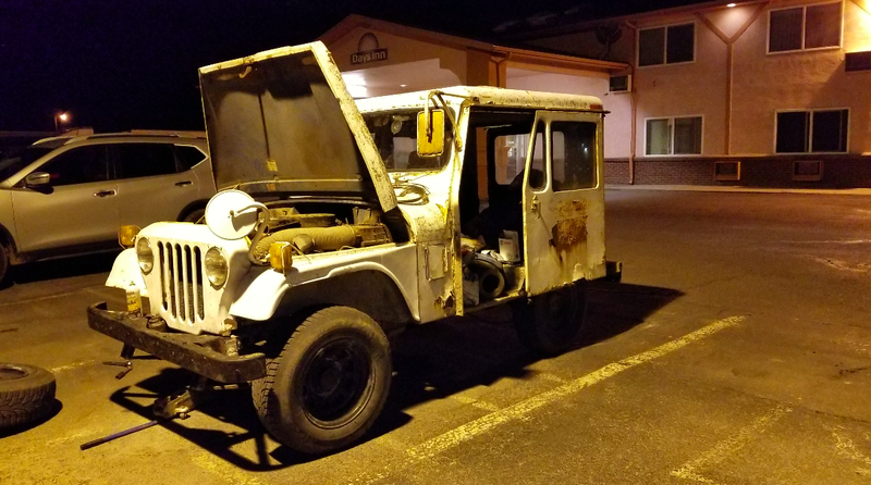 Illustration for article titled My $500 Postal Jeep Has Been Stuck in a Colorado Days Inn Parking Lot For Two Days